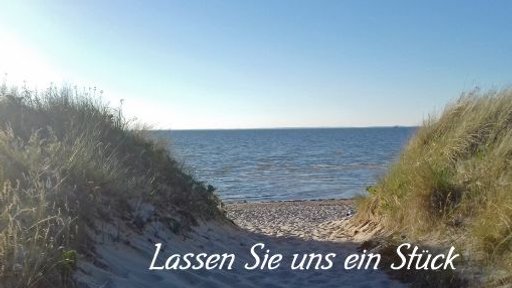 Ostseebild mit Spruch "Lassen Sie uns ein Stück des Weges gemeinsam gehen"